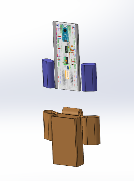Exploded view — electrode assembly and strap housing.