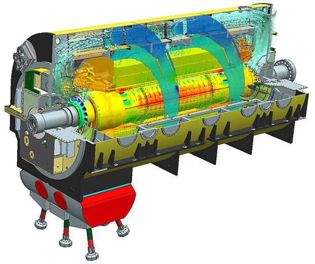 A full-scale gas-turbine cutaway CFD model — the same “where does the heat go” question as EBBO+, at a completely different scale. Siemens Gas and Power case study, via Simcenter.